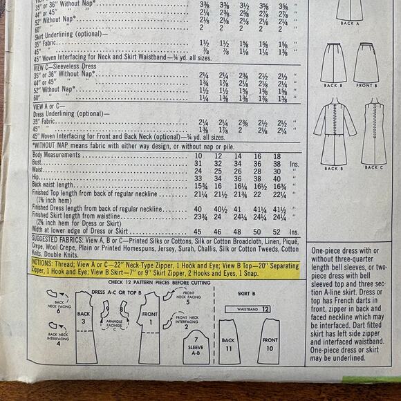 McCall's 8624 Size 10 Bust 31 Misses Dress One and Two Pc Cut Complete 1960s Mod - Picture 5 of 8